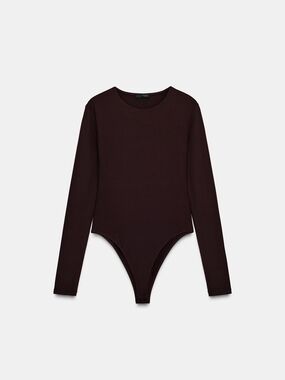 Zara Sexy Dark Brown Long Sleeve Bodysuit